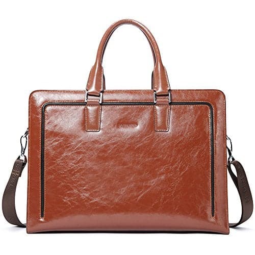 BOSTANTEN Women Genuine Leather Briefcase Tote Business Vintage Handbag 15.6" Laptop Shoulder Bag Brown
