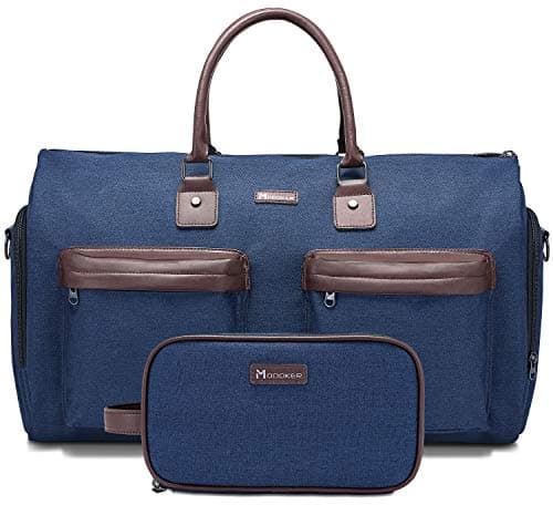 Convertible Garment Bag with Toiletry Bag Modoker Carry on Garment Duffel Bag for Men Women 2 in 1 Hanging Suitcase Suit Travel Bags Blue