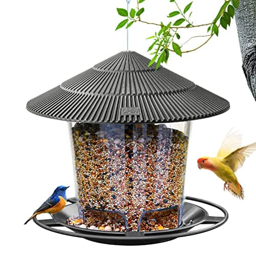 Hanizi Bird Feeder Outdoor Hanging for Wild Bird Seed, Grey