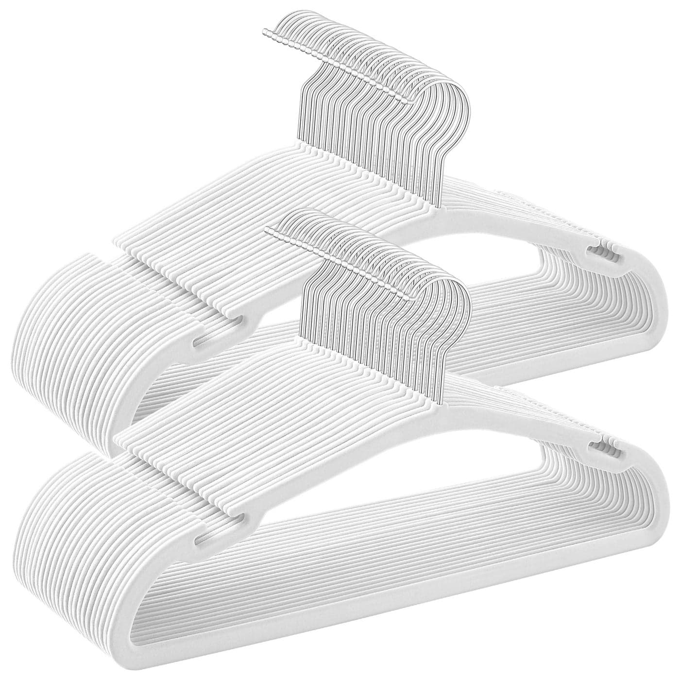 SONGMICS Velvet Hangers 50 Pack NonSlip Clothes Hangers 17 x 83 Inches Coat Hangers with Wide Shoulder Notches Pants Bar 360 Swivel Hook SpaceSaving for Closet Cloud White UCRF039W01