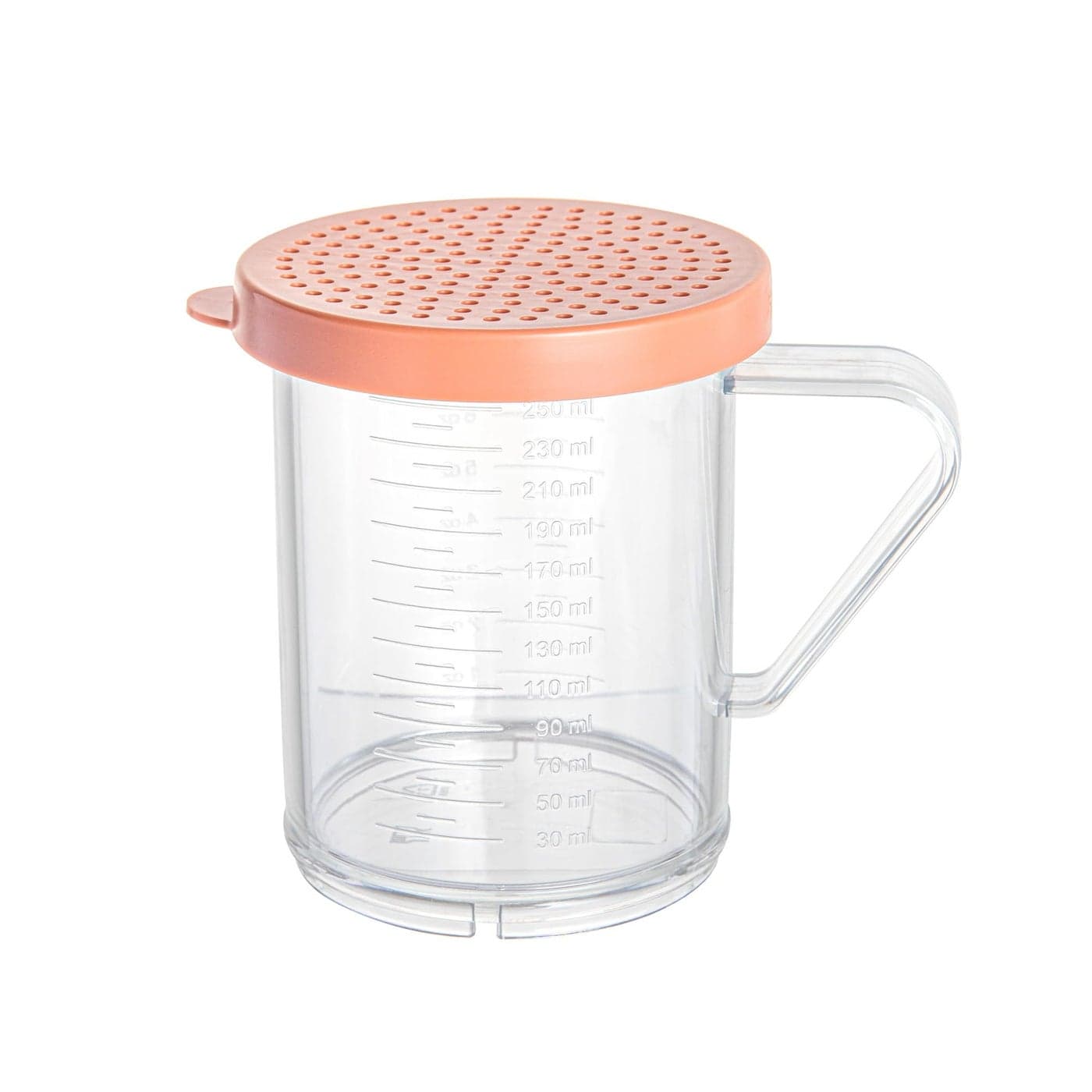 Restaurantware RW Base 10 Ounce Clear Plastic Dredge Spice Shaker 1 Reusable Dry Rub Shaker Includes Rose Perforated Lid With Handle Clear Polycarbonate Spice Shaker For Any Seasoning