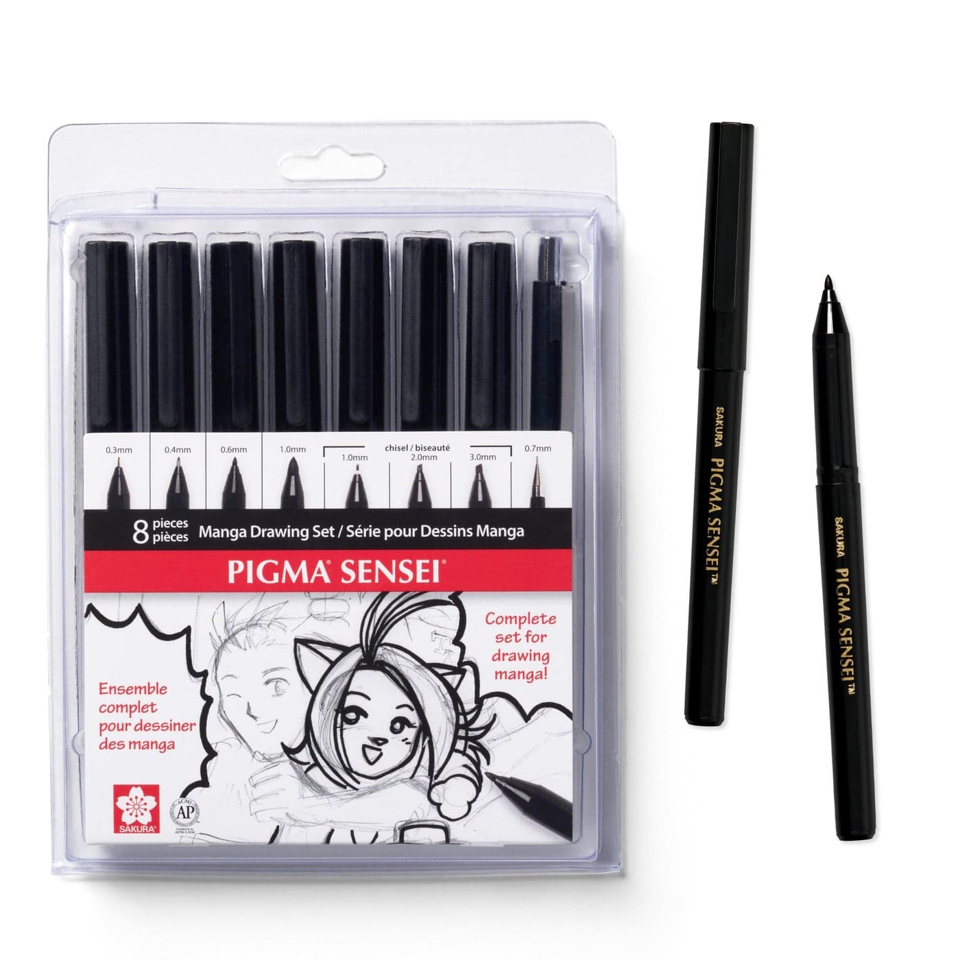 SAKURA 50204 8Piece Pigma Sensei Manga Drawing Kit Black