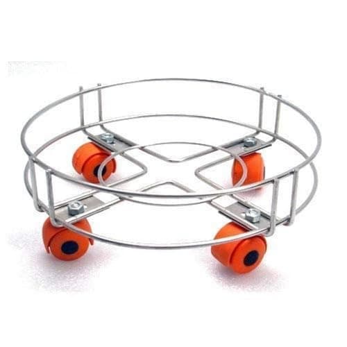 NH10 Designs Stainless Steel Cylinder Trolley with Wheels and Gas Trolly - Lpg Cylinder Stand, Kitchen Gas Trolly Moving Stand (Pack of 1) (NHSP)