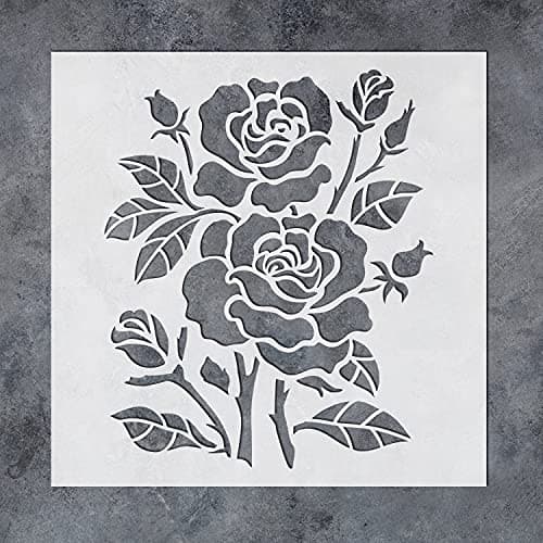 GSS Designs Rose Stencils for Painting on Wood Canvas Paper Fabric Floor Wall Bouquet of Roses Reusable DIY Art and Craft Stencils for Home Decor 12x12 Inch