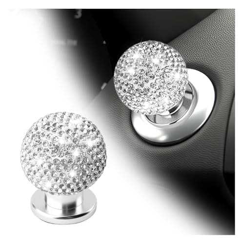 Car Push Start Button CoverBling Round Ball Car Push to Start Button Cover with Rhinestone DesignStylish Universal Cars Starts Buttons Covers Cars Interior Accessories