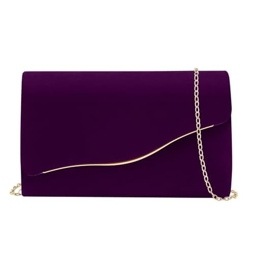 Clutch Purses for Women Evening Bag Faux Suede Formal Party Wedding Cocktail Prom(Dark Purple)