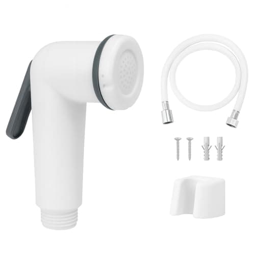 WOYO White ABS Health Faucet Set for Bathroom | Jet Spray with 1.2-Metre Ultra Flexible PVC Hose | Toilet Shower Spray, Bidet Use, and Bathroom Cleaning – Set of 1 (Style-6)