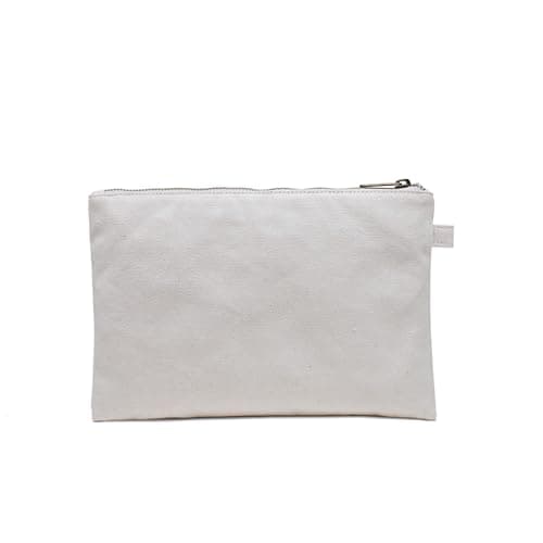 YONBEN Cosmetic Makeup Bag Plus Wrist Multipurpose with Zipper Cotton Canvas Pencil Bag Beigebasic S