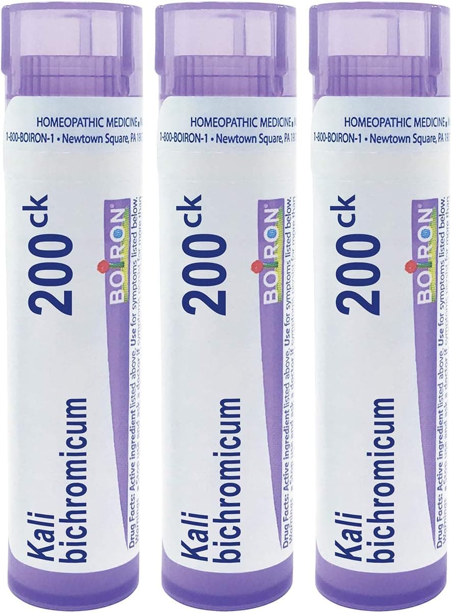 Boiron Kali Bichromicum 200ck Homeopathic Medicine for colds with Thick Nasal Discharge - Pack of 3 (240 Pellets)