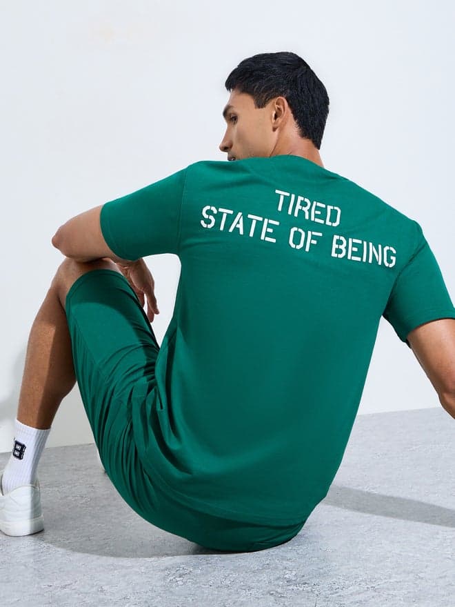 Men Slogan Print Oversized T-Shirt and Shorts Set