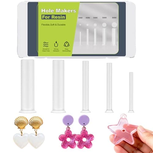 Beesini 5 Sizes Resin Hole Maker 25PCS DrillFree Silicone Tools for Epoxy UV Resin Jewelry Pet Tag Keychain DIY Crafts