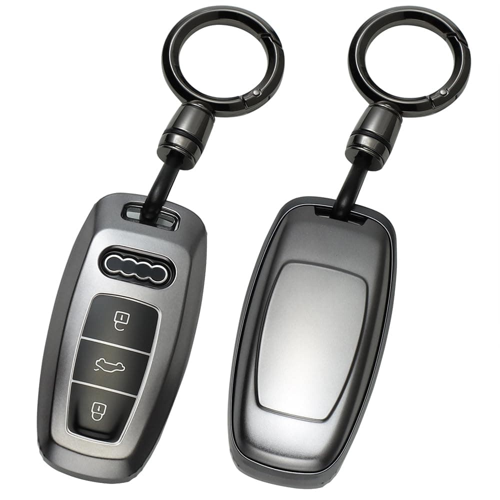 Lcyam Key Fob Cover TPU Protection Case Metallic Gray for Audi Q7 Q8 SQ7 A6L A6 A7 A8 S6 SQ7 RS6 S7 RS7 Car Remote Accessories