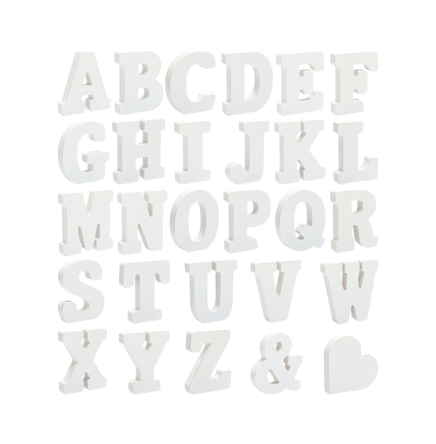 3 Inch 56 Pieces White Wood Letters Table Standing Alphabet Letters for Crafts Wedding Party Home Decor