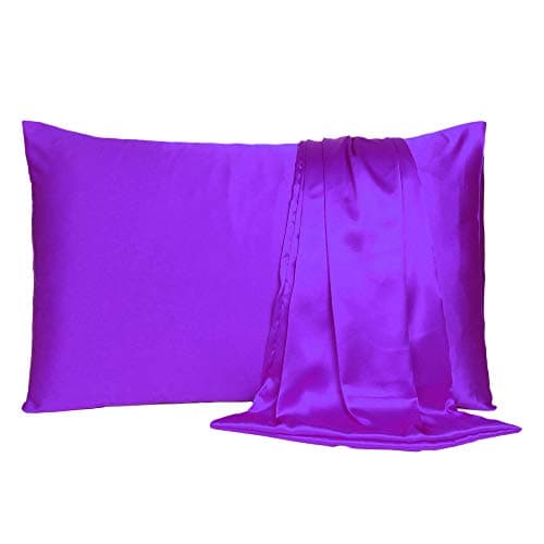 Oussum Satin Pillow case Soft & Comfortable Silk Pillowcase Solid Pillow Cover Single Pcs with Free Scrunchie (Prism Violet, Regular Size (18"x27")