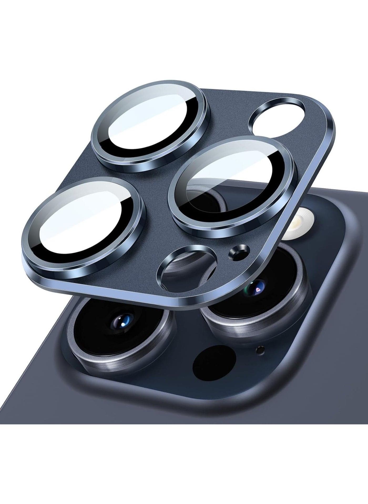Camera Lens Protector Compatible With iPhone 15 Pro Max, Full Coverage 9H Tempered Glass Ring Cover, Matte Metal Plate, Case Friendly Anti-Scratch, Dustproof, Lightweight