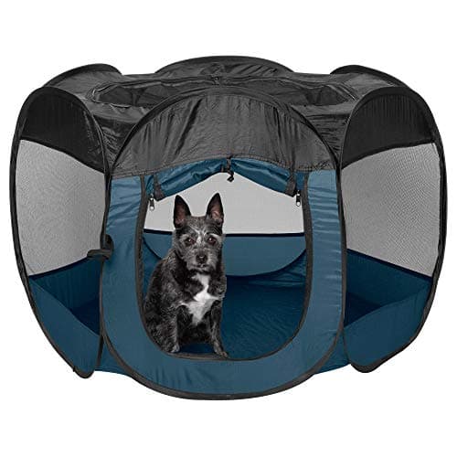 Furhaven Portable Dog Playpen Cat Tent Pet playgroundKennel foldable indoor outdoor zippered puppy crate Sailor Blue Small