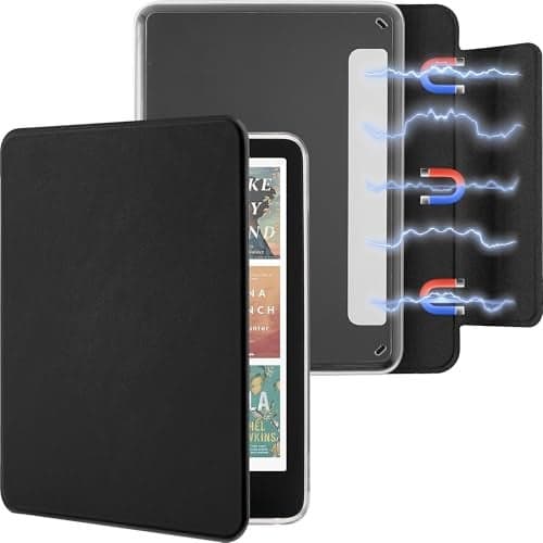 SESENSE Detachable Magnetic Case for 7'' Kindle Paperwhite 12th Gen 2024 and Kindle Colorsoft Signature Edition, Slim PU Shell Cover Case with Auto Wake/Sleep, Black