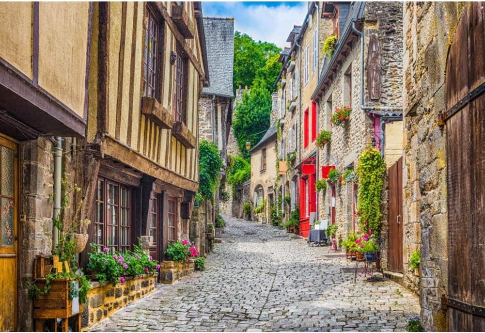 Renaiss 7x5ft Italy Town Streets Backdrop European Tourist Travel Downtown Street Vintage Buildings Scenery Photography Background for Holiday Theme Wedding Kids Adults Portrait Studio Props