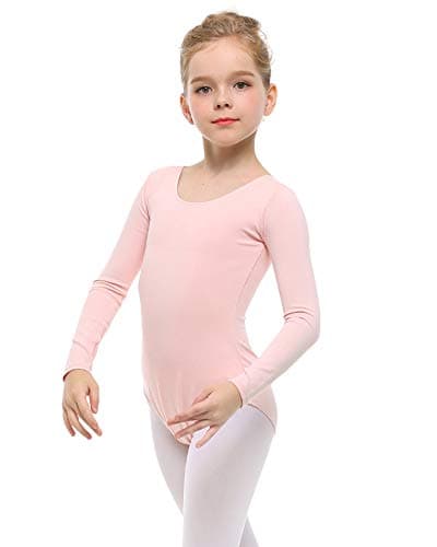 Stelle Long Sleeve Ballet Leotards for Girls Dance Leotard Black Gymnastics Ballet Outfits (Toddler/Little Kid/Big Kid) (Ballet Pink,2-3T)