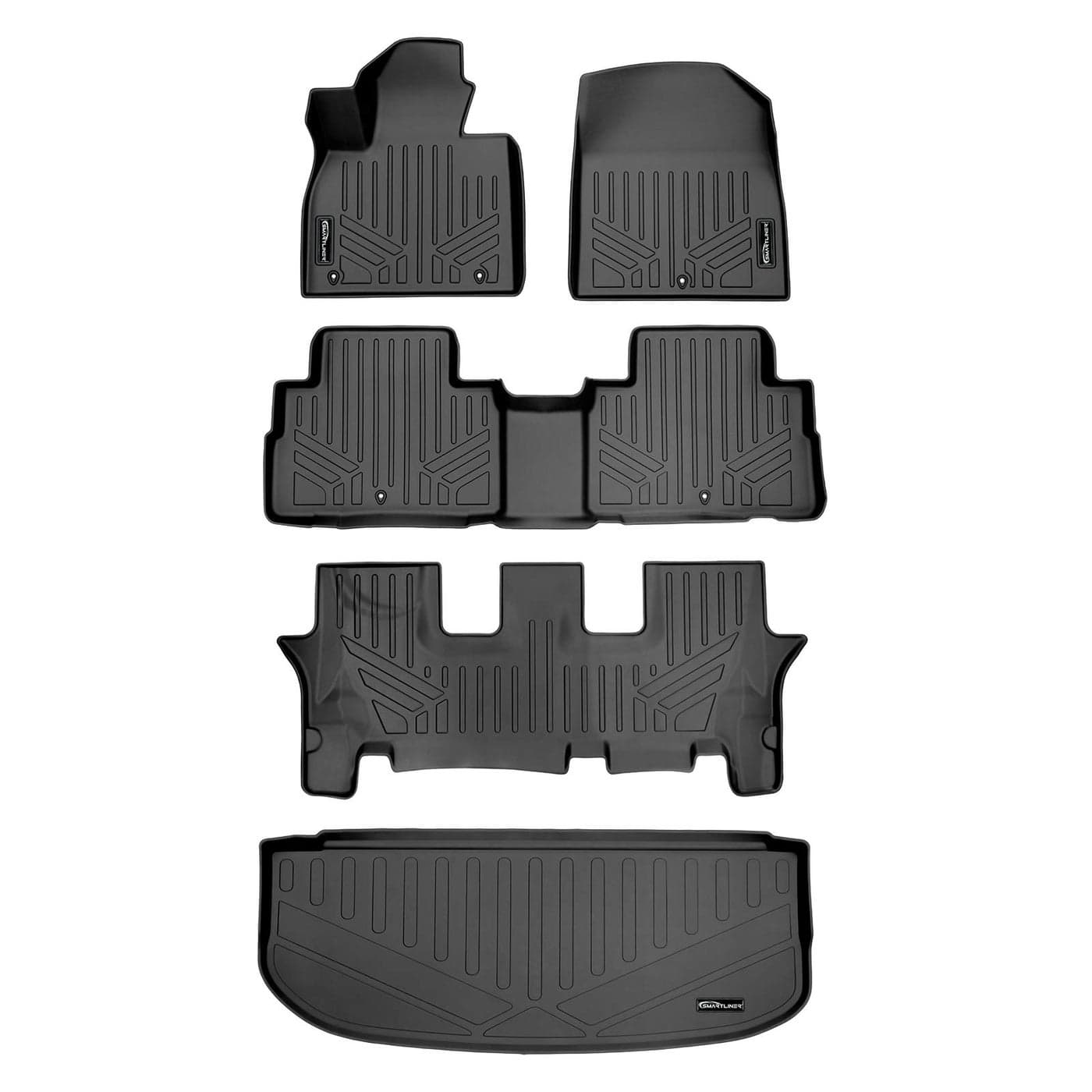 SMARTLINER Custom Fit Floor Mats 3 Rows and Cargo Liner Behind 3rd Row Set Compatible with 20202025 Hyundai Palisade