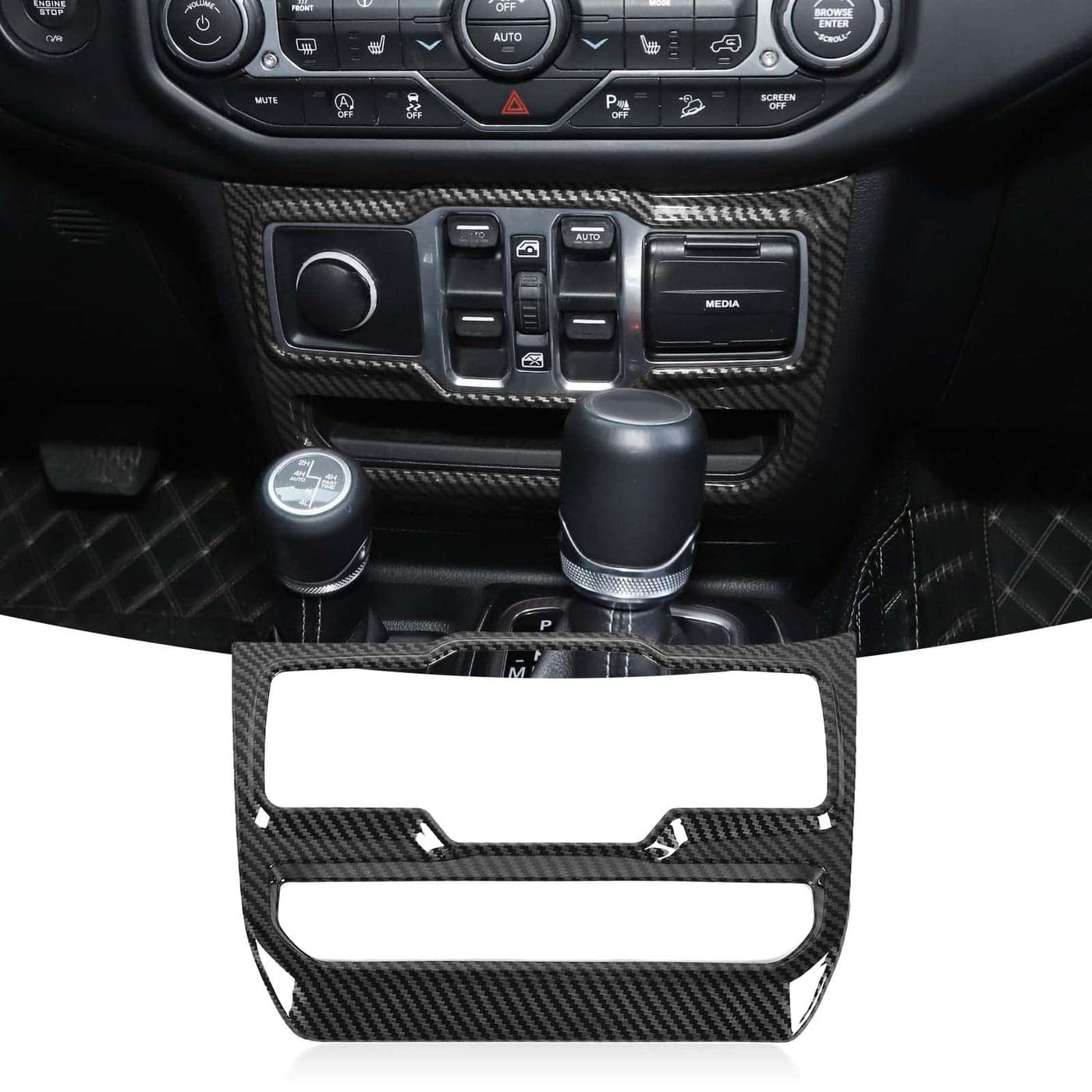 JeCar Window Control Panel Trim Cover Interior Decoration Accessories Compatible with Jeep Wrangler 20182023 JL JLU Carbon Fiber Texture
