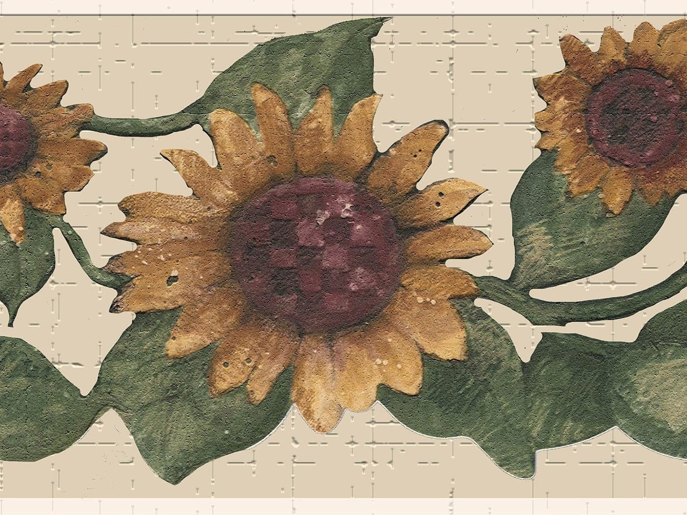 Dundee Deco Wallpaper Border Peel and Stick DDAZBD9206 Floral Yellow Green Sunflowers Wall Border Retro Design 15 ft x 7 in 457m x 1778cm Self Adhesive