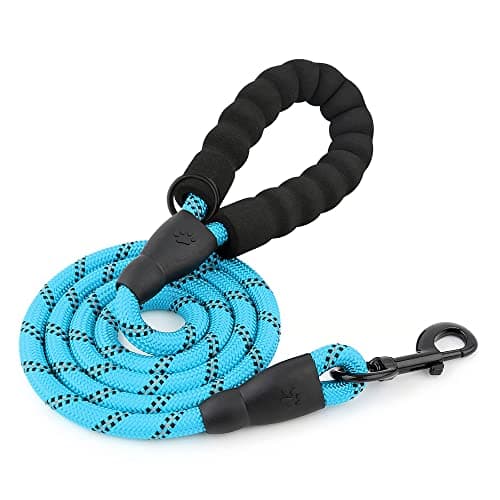 HANK Dog Leash | 3M Reflective Leash for Large Dogs | Soft Handle | Heavy Duty Belt Hook | Shock Absorbing Pet Rope | Suitable for Large Breed (10-80KG) 5 Feet Long (L - Cyan Blue)