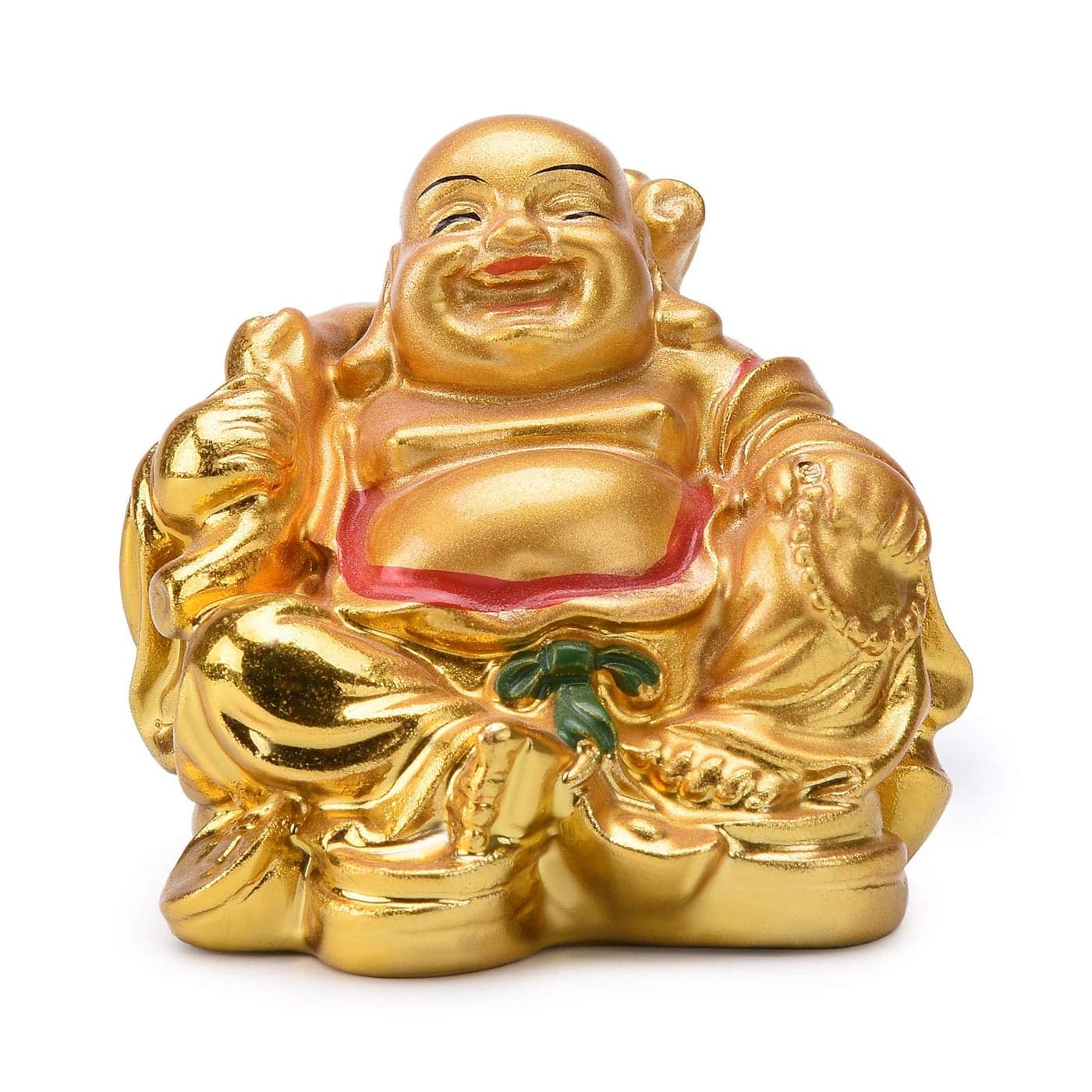 BRABUD Resin Feng Shui Golden Laughing Sitting Buddha Colorful Statue Wealth Luck Home Desk Decoration Gift 22 H TQZDBS63