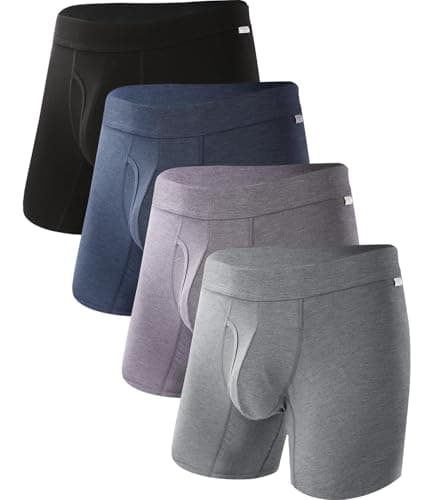 BAMBOO COOL Men's Underwear Boxer Briefs Pack Soft Breathable Long Underwear Boxer Briefs for Men