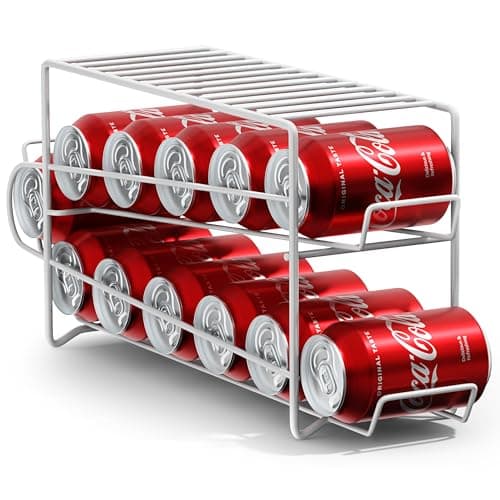 Sorbus Soda Can Rack Beverage Dispenser – Dispenses 12 Standard Size 12oz Soda Cans (White)