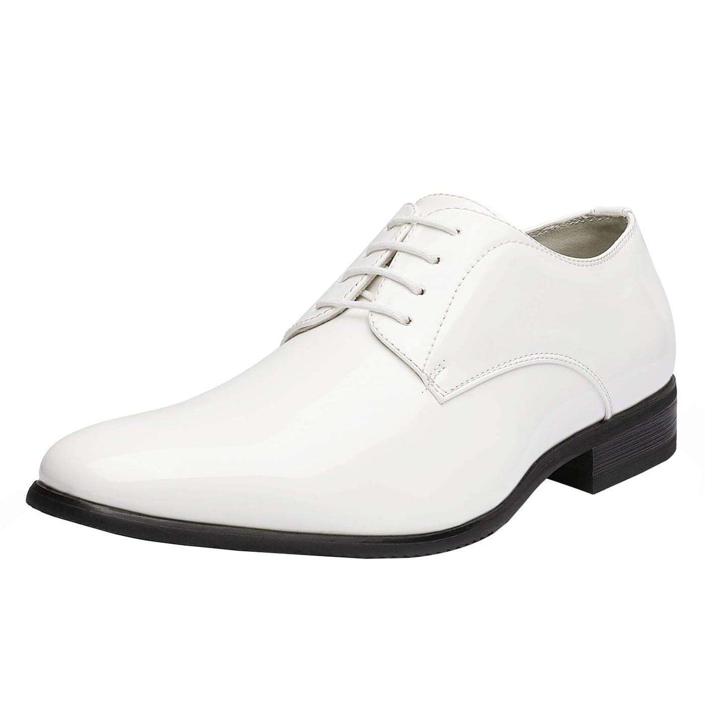 Bruno Marc Men's Faux Patent Leather Tuxedo Dress Shoes Classic Lace-up Formal Oxford White 8.5 M US CEREMONY-06