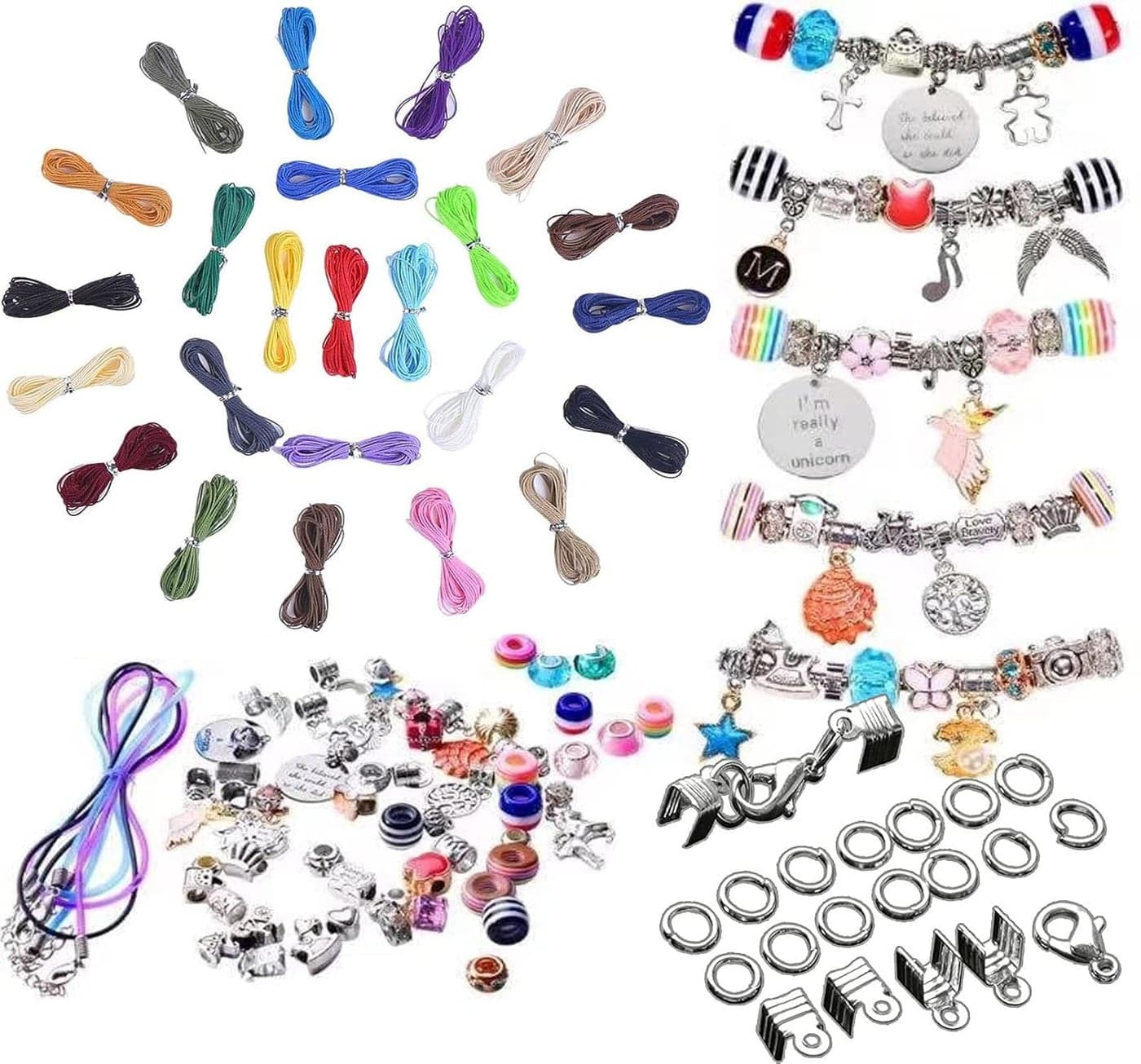 DIY Crafts 800x Pcs Kit Accessories Kit Charm Bracelet Making Kit Jewelry Making Supplies Leather Cord Accessories Kit Gifts for Teen G 800x Pcs Kit Accessories Kit