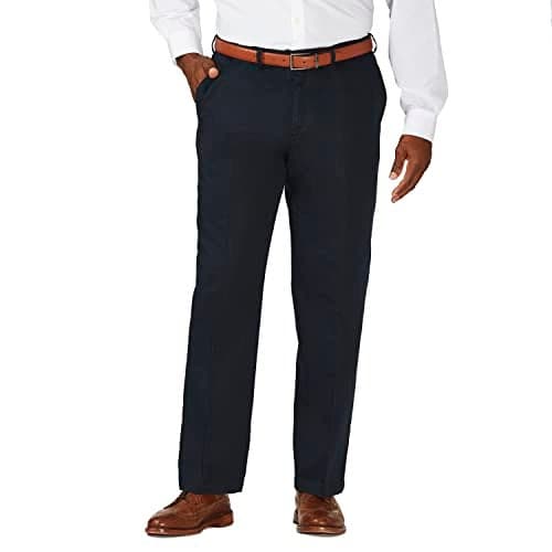 Haggar Men's Work To Weekend No Iron Flat Front Pant Reg. And Big & Tall Sizes 42WX30L, NAVY