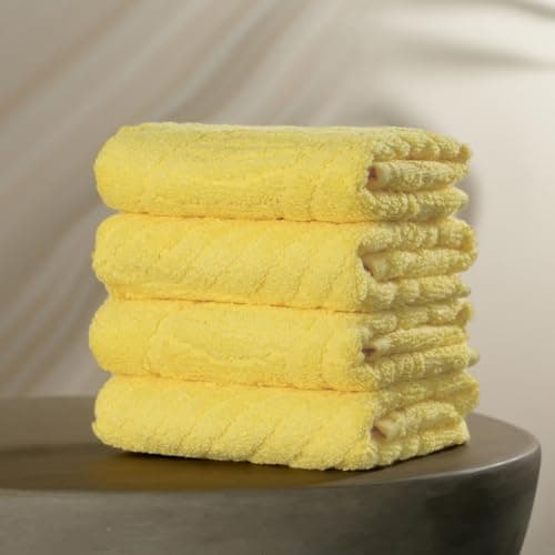 MUSA Banana Face Towels | 400 GSM | Terry Face Towel Set of 4 with Free Bag | Super Soft & Ultra Absorbent Towels for Facewash | Face Towel for Women, Men (Golden Sunshine)