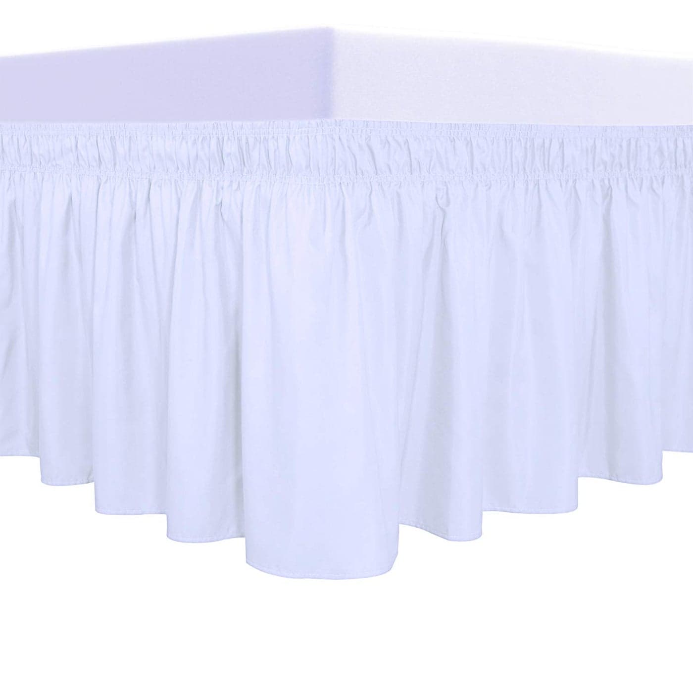 PureFit Wrap Around Ruffled Bed Skirt with Adjustable Elastic Belt 14 Inch Drop Easy to Put On Wrinkle Free Bedskirt Dust Ruffles Bed Frame Cover for Twin Twin XL and Full Size Beds White