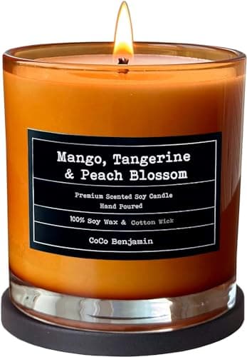 100% Soy, Highly Scented, Hand Poured Soy Candle (Mango, Tangerine & Peach Blossom)