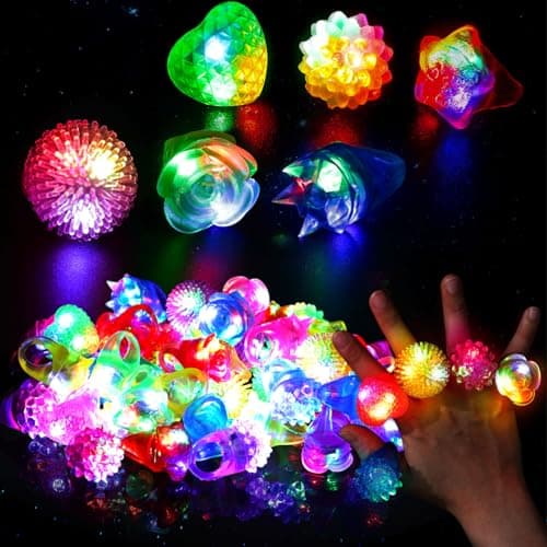 LovesTown 24PCS Light Up Rings Easter Party Favors for Kids 6 Styles Glow in the Dark Party Supplies for Goodie Bags Easter Basket Stuffers Treasure Box Toys for Classroom Prizes Flashing Glow Bulk
