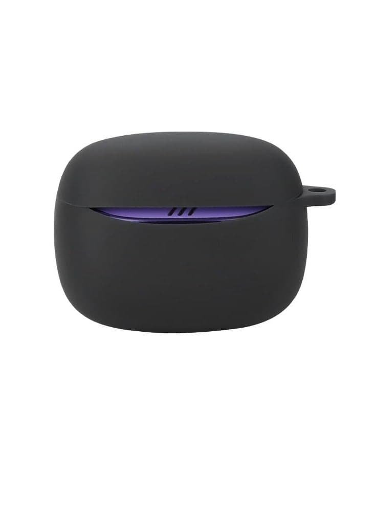 Silicone Case Compatible with JBL Tune Buds 2 Bluetooth Headphone Portable Scratch Shock Resistant Cover with Carabiner (Black)