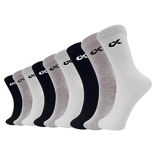 XJARVIS® TEXAS Men’s Formal Crew Socks for Office, Business, School, Uniform & Work Use | Cotton Rich, Odour-Free, Breathable Calf-Length Socks for Men |Pack of 9 – Black, White, Grey