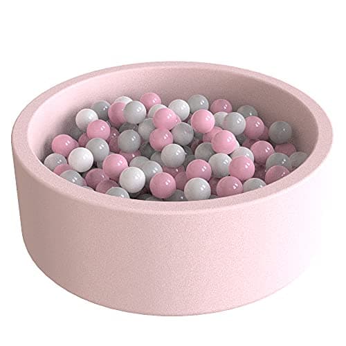 Wonder Space Deluxe Kids Round Ball Pit Premium Handmade Kiddie Balls Pool Soft Indoor Outdoor Nursery Baby Playpen Ideal Gift Play Toy for Children Toddler Infant Boys and Girls Light Pink