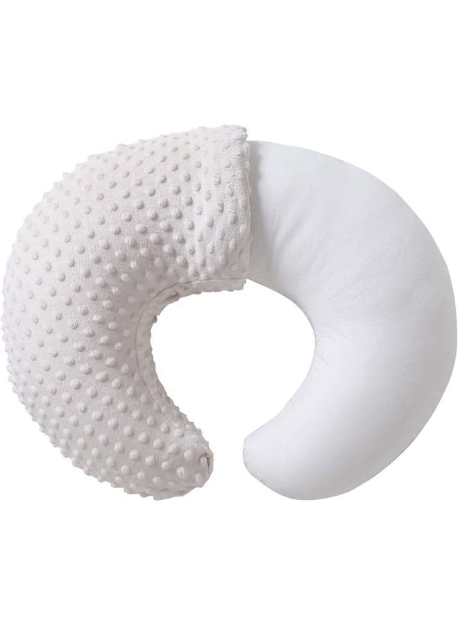 QUENESS Nursing Pillow and Positioner, Breastfeeding, Bottle Feeding, Baby Sitting Support with Removable Ultra Soft Minky Cover, Tummy Time Support for Baby Boys and Girls (Beige)