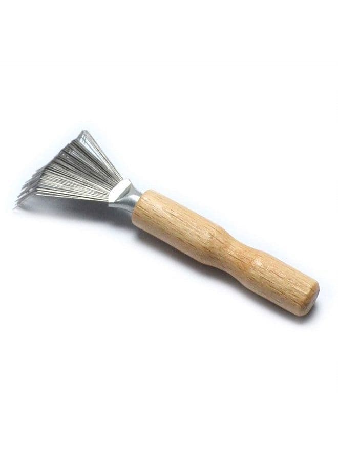Hair Brush and Comb Cleaner with Metal Wire Rake Wooden Handle Comb Brush Cleaner Hair Dirt Remove Comb Cleaning Tools for Home Salon