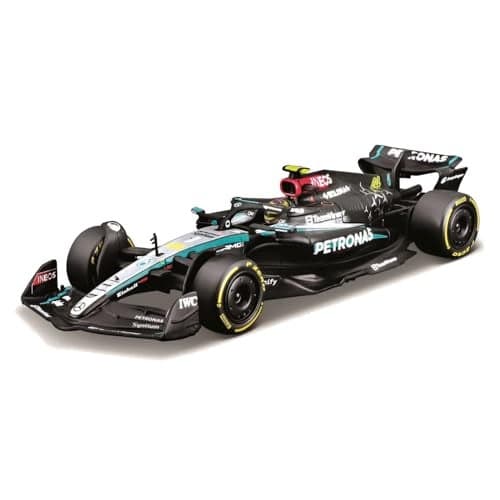 Bburago F1 Formula 1 MERCEDES AMG W15 2024 WITH HELMET HAMILTON 143 Scale Incredibly Detailed DieCast Replica Collectible Race Car Model Black