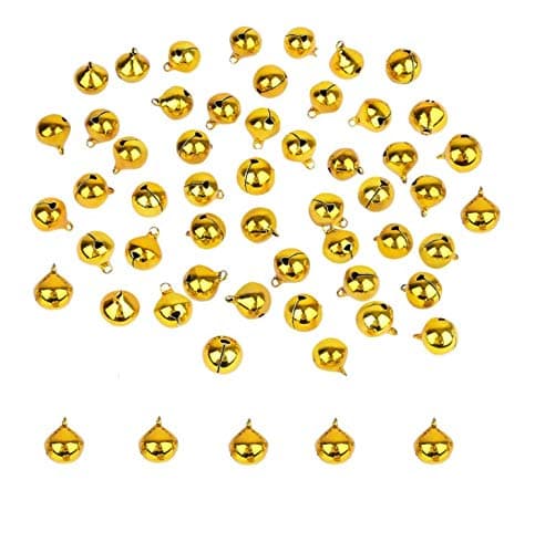 LASSUM 200PCS 8mm Jingle Bells Small Bell Mini Bells for DIY Bracelet Anklets Necklace KnittingJewelry Making Gold
