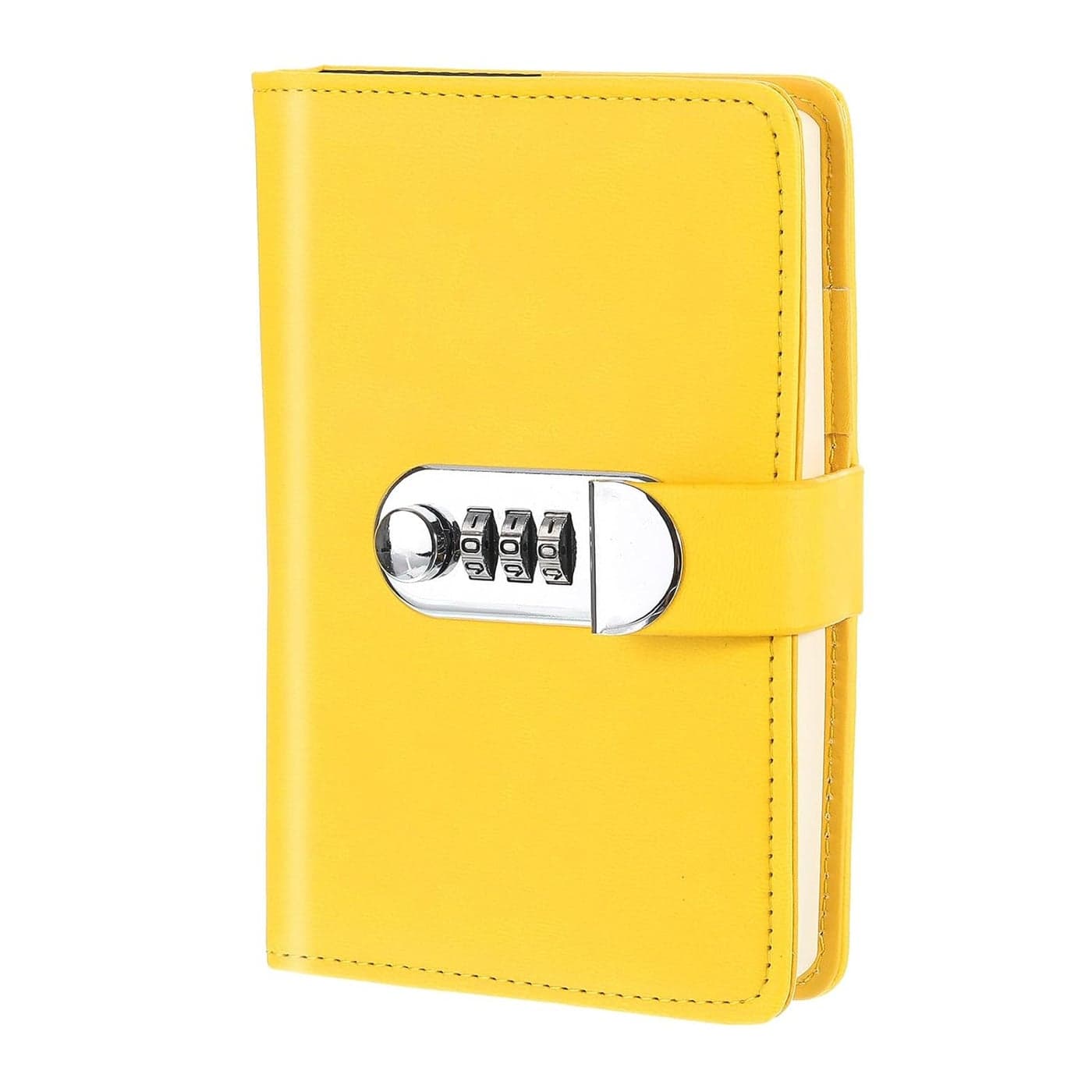 PATIKIL A6 Diary with Lock Journal with Lock Cute Journaling Leather Notebook Journal 128 Pages Diary with Pen Slot Card Slot Waterproof for Women Gifts Men Yellow Unknown Binding