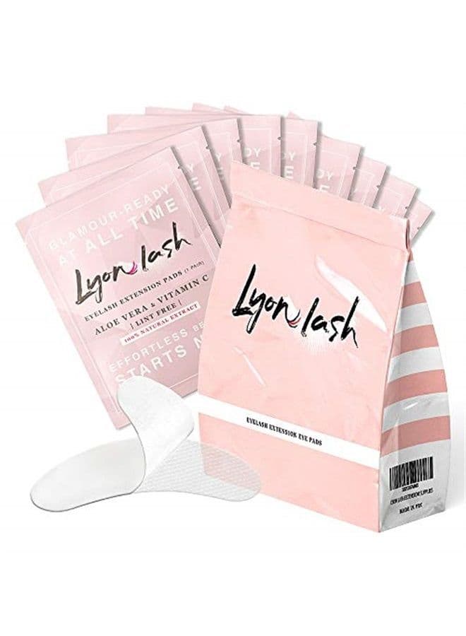 100 Pairs Eyelash Extension Under Eye Gel Pads by Lyon Lash - Lint Free with Aloe Vera Hydrogel Eye Patches, Premium Eyelash Extension Supplies & Beauty Tools, Fit Most Eye Shape, Stick Well