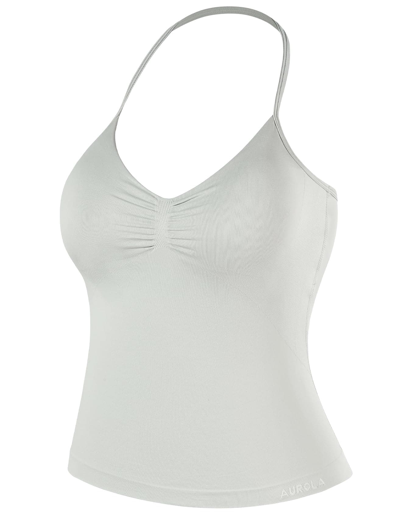 AUROLA Influence Longline Strappy Workout Halter Tops for WomenRemovable Cups Padded Bras Impact Gym Yoga Sleeveless Tank TopGlacier GrayXS