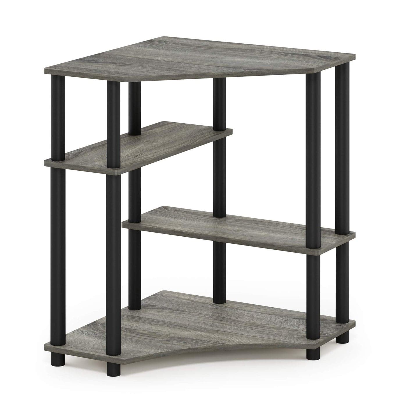 FURINNO TurnNTube Space Saving Corner Desk French Oak GreyBlack