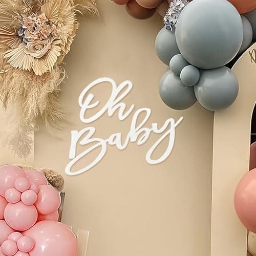 MASTRON Oh Baby Sign for Baby Shower Backdrop Felt Oh Baby Sign Party Banner Boy Girl Baby Shower Decorations Gender Reveal 1st Birthday Party Photography Background White