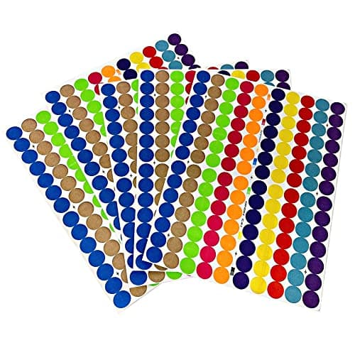 Tag-A-Room 2100 Colored Dot Stickers 3/4 Inch Round Color Coding Labels Circle Dot Label Sticker for Offices, Classrooms, Paper, etc., 10 Bright Colors, 8 1/2" x 11" Sheet
